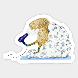 Capybara blow dryer Sticker